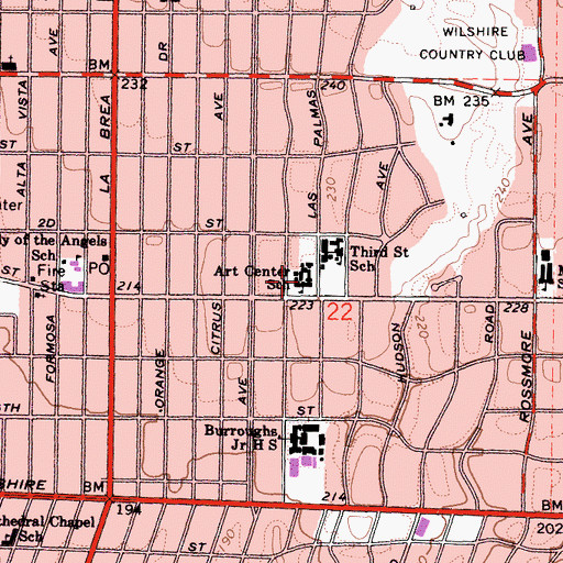 Topographic Map of Whittier School of Law, CA