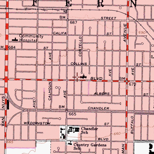 Topographic Map of The Church of Jesus Christ of Latter Day Saints, CA