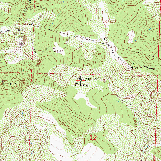 Topographic Map of Tepee Park, CO