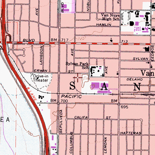 Topographic Map of Delano Park, CA