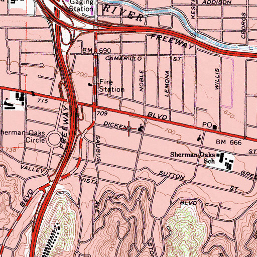 Topographic Map of First Presbyterian Church, CA