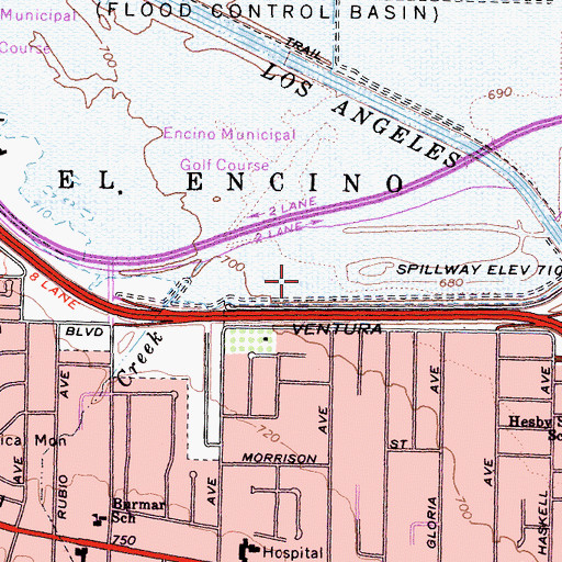 Topographic Map of Hjelte Sports Center, CA
