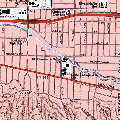 Topographic Map of Saint Francis De Sales Catholic Church, CA