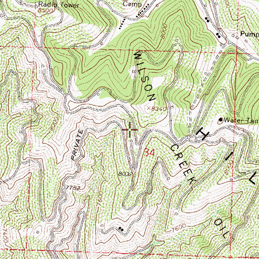 Topographic Map of Wilson Creek Camp, CO