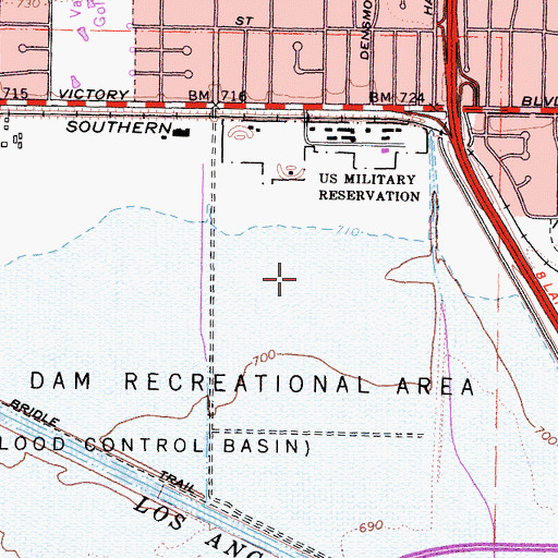 Topographic Map of Woodley Avenue Park, CA