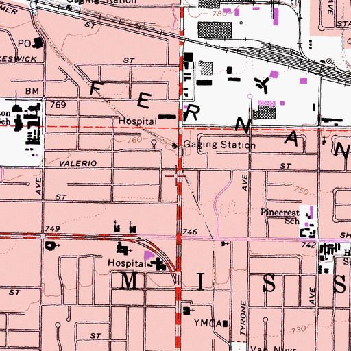 Topographic Map of Mid Valley Senior Citizens Center, CA