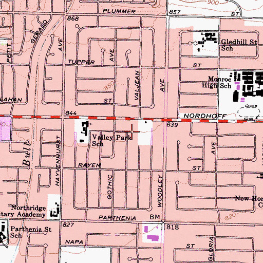 Topographic Map of Nordhoff Recreation Center, CA