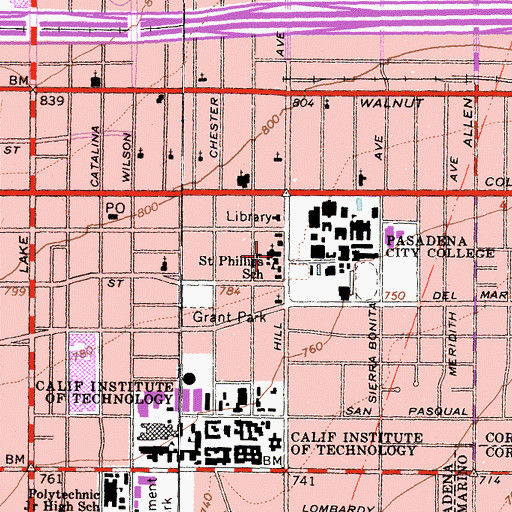 Topographic Map of Saint Philip Roman Catholic Church, CA