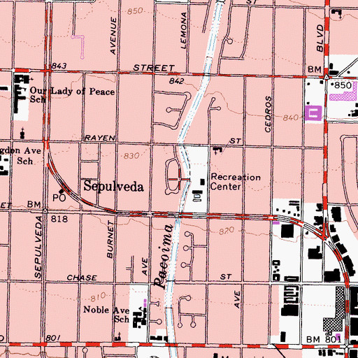 Topographic Map of Sepulveda Recreation Center, CA