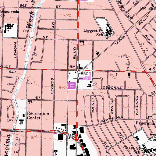 Topographic Map of Vannord Center Shopping Center, CA