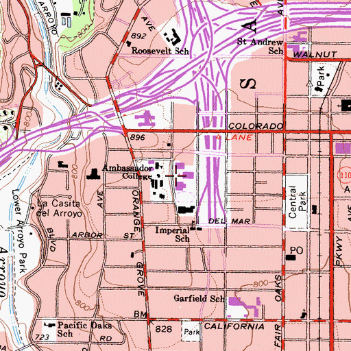 Topographic Map of Ambassador Auditorium, CA