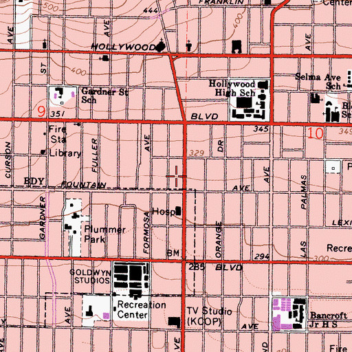 Topographic Map of American Academy of Dramatic Arts, CA