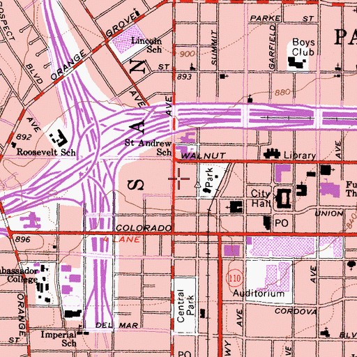 Topographic Map of Armory Center for the Arts, CA