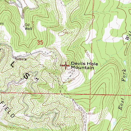 Topographic Map of Devils Hole Mountain, CO