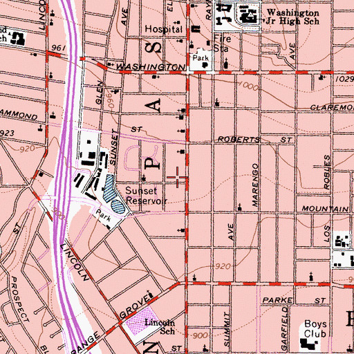 Topographic Map of Jackie Robinson Park, CA