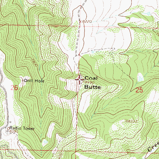 Topographic Map of Coal Butte, CO