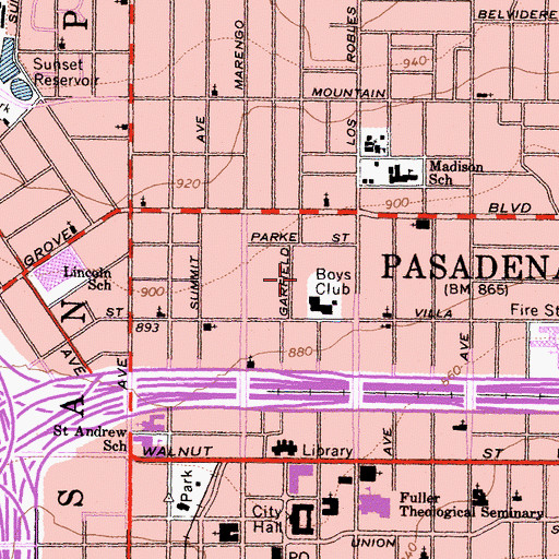 Topographic Map of Villa Park, CA