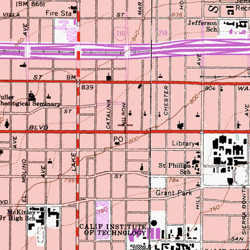 Topographic Map of Watterson Business College, CA