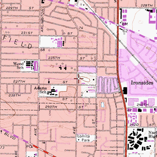 Topographic Map of Brea Park, CA
