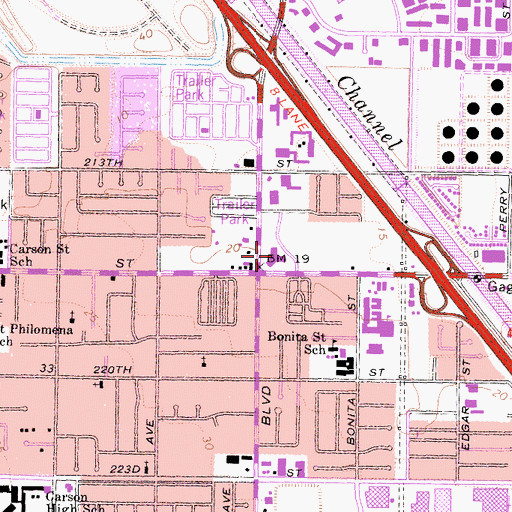 Topographic Map of Carson City Hall, CA