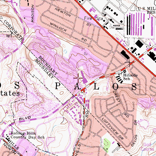 Topographic Map of Country Hills Shopping Center, CA