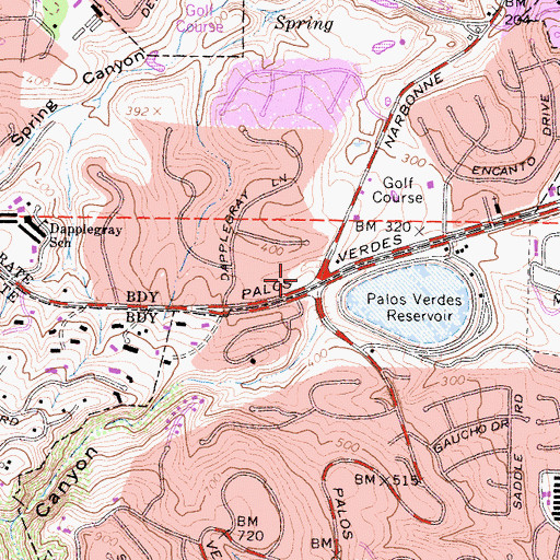 Topographic Map of Dapplegray Park, CA