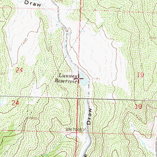 Topographic Map of Lunney Reservoir, CO