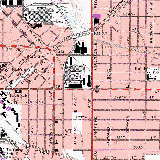 Topographic Map of Eastgate Plaza Shopping Center, CA