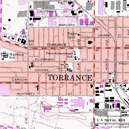Topographic Map of Greenwood Park, CA