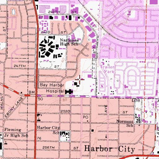 Topographic Map of Harbor City Recreation Center, CA