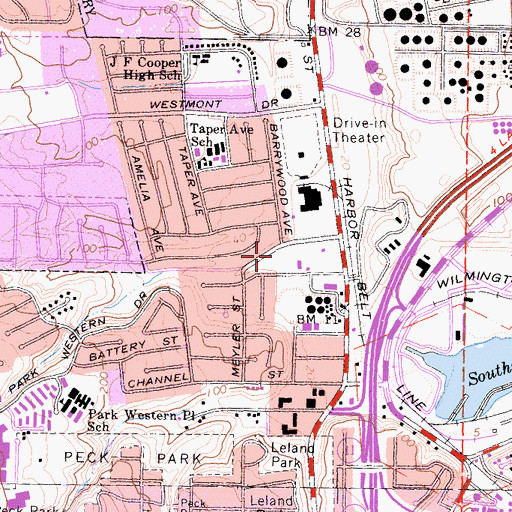 Topographic Map of Harbor Highlands Park, CA