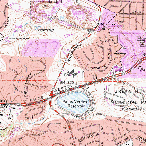 Topographic Map of Jack Kramer Tennis Club, CA