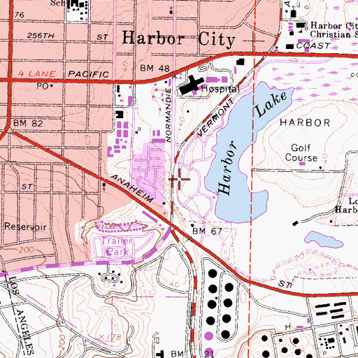 Topographic Map of Ken Malloy Harbor Regional Park, CA