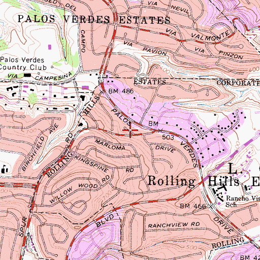 Topographic Map of Silver Spur Park, CA