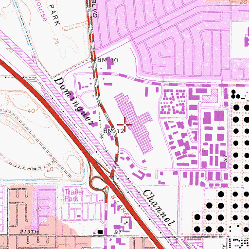 Topographic Map of South Bay Pavilion at Carson Shopping Center, CA
