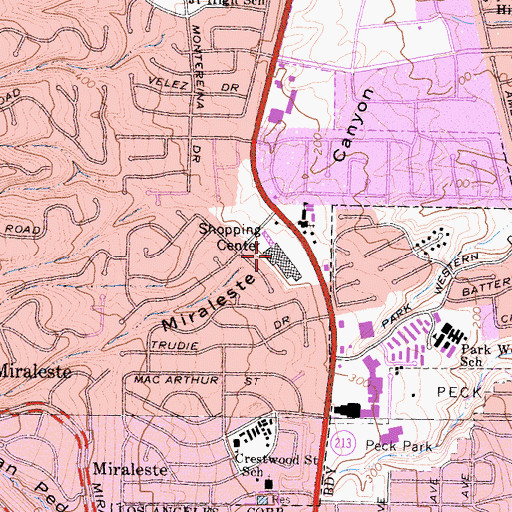 Topographic Map of Terrace at South Bay Shopping Center, CA
