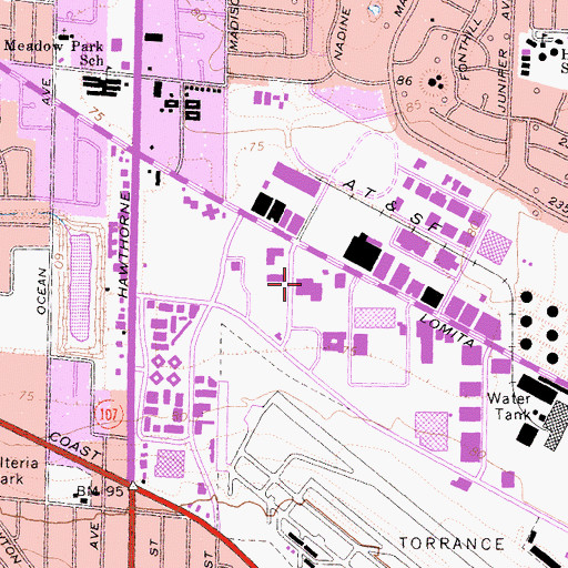 Topographic Map of Torrance Memorial Medical Center, CA