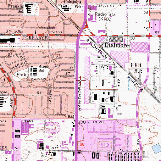Topographic Map of Torrance Promenade Shopping Center, CA