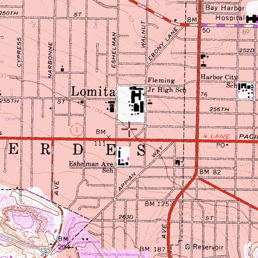 Topographic Map of Veterans Park, CA