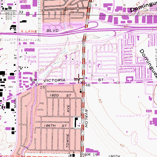 Topographic Map of Victoria Park Branch County of Los Angeles Public Library, CA