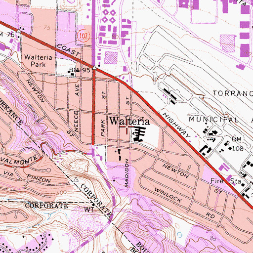 Topographic Map of Walteria Elementary School, CA