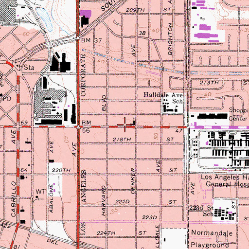 Topographic Map of Bethel Baptist Church, CA