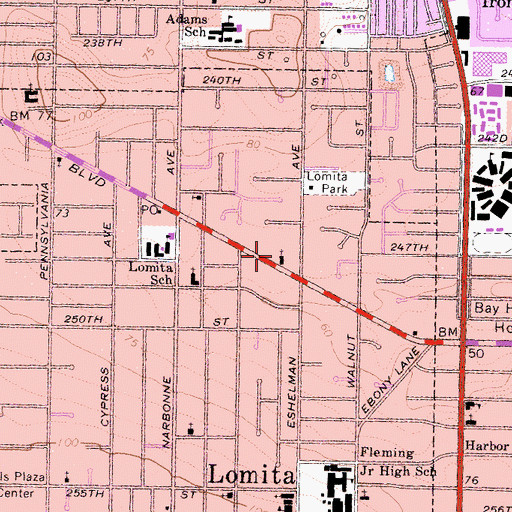 Topographic Map of Community Bible Church, CA