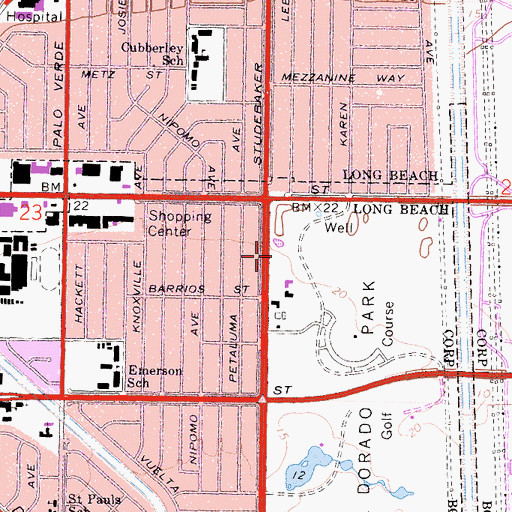 Topographic Map of El Dorado Branch Long Beach Public Library, CA
