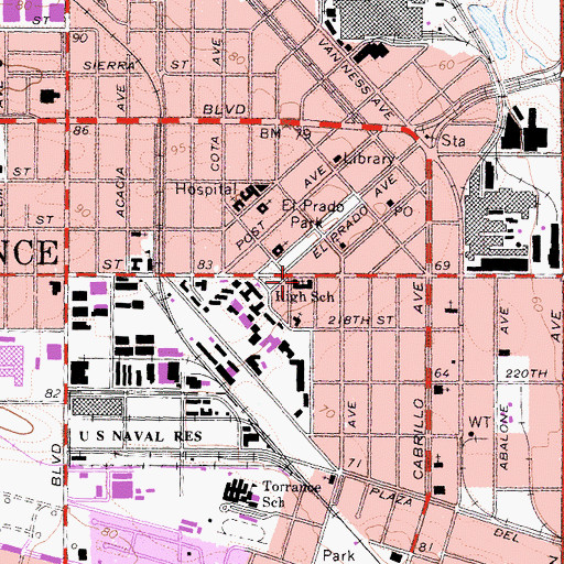 Topographic Map of First Baptist Church, CA