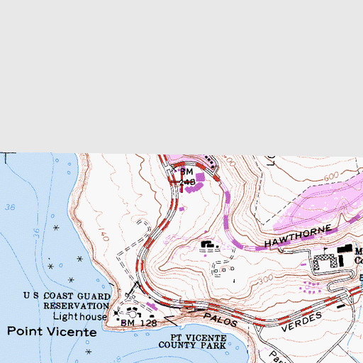 Topographic Map of Golden Cove Shopping Center, CA