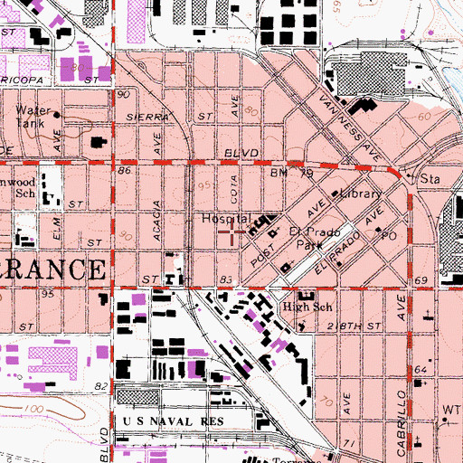 Topographic Map of Nativity Catholic Church, CA