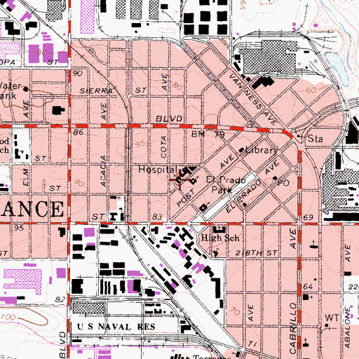 Topographic Map of Saint Andrews Episcopal Church, CA