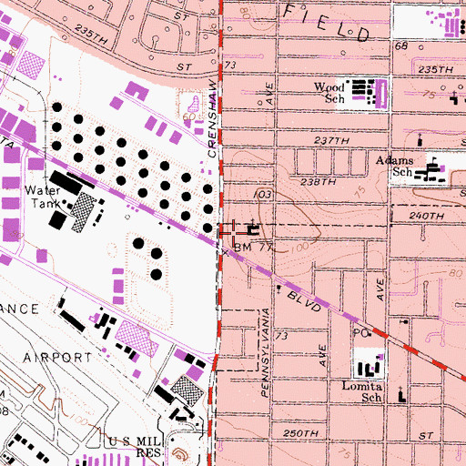 Topographic Map of Saint Marks Presbyterian Church, CA