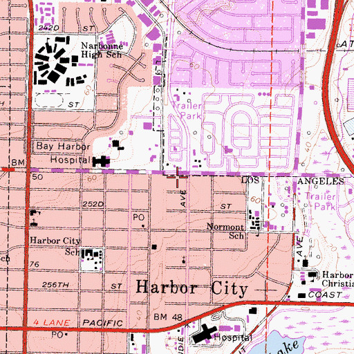 Topographic Map of Saint Mathews Lutheran Church, CA